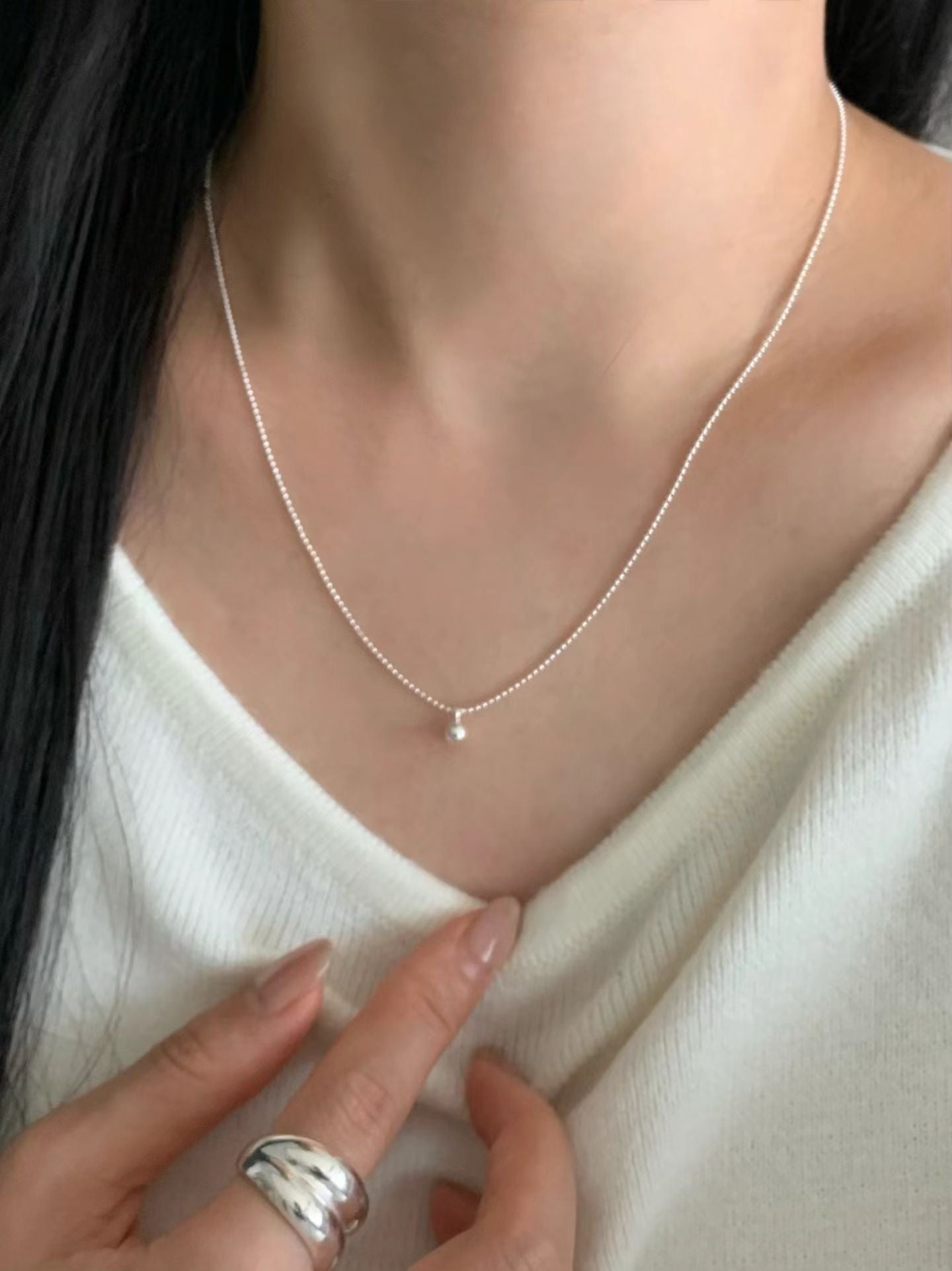 Mini Silver Ball Necklace