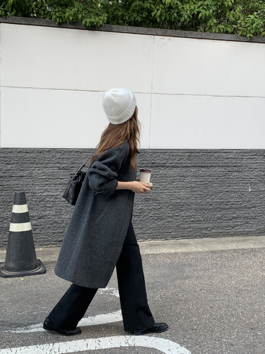 Luce wool twill melange coat-2col