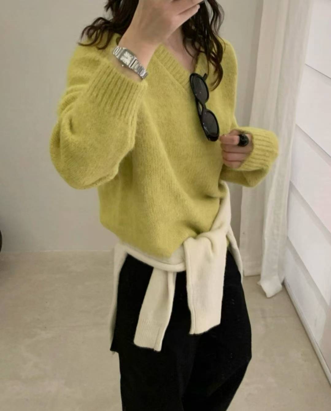 v neck knit-3col