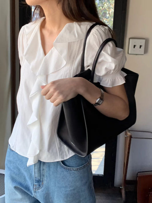 Ounce frill lace blouse-2col