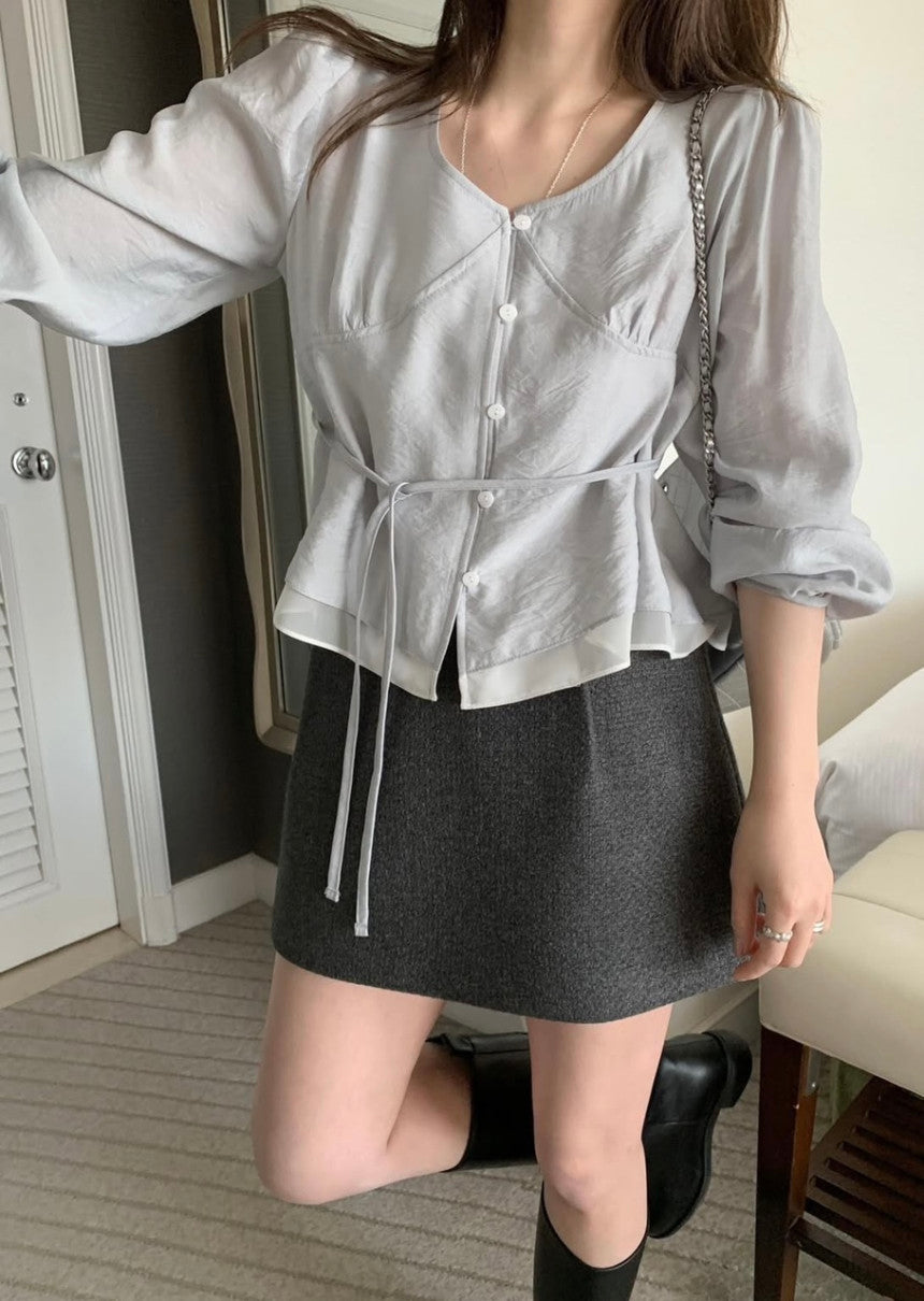 Rumi shirring blouse-3col