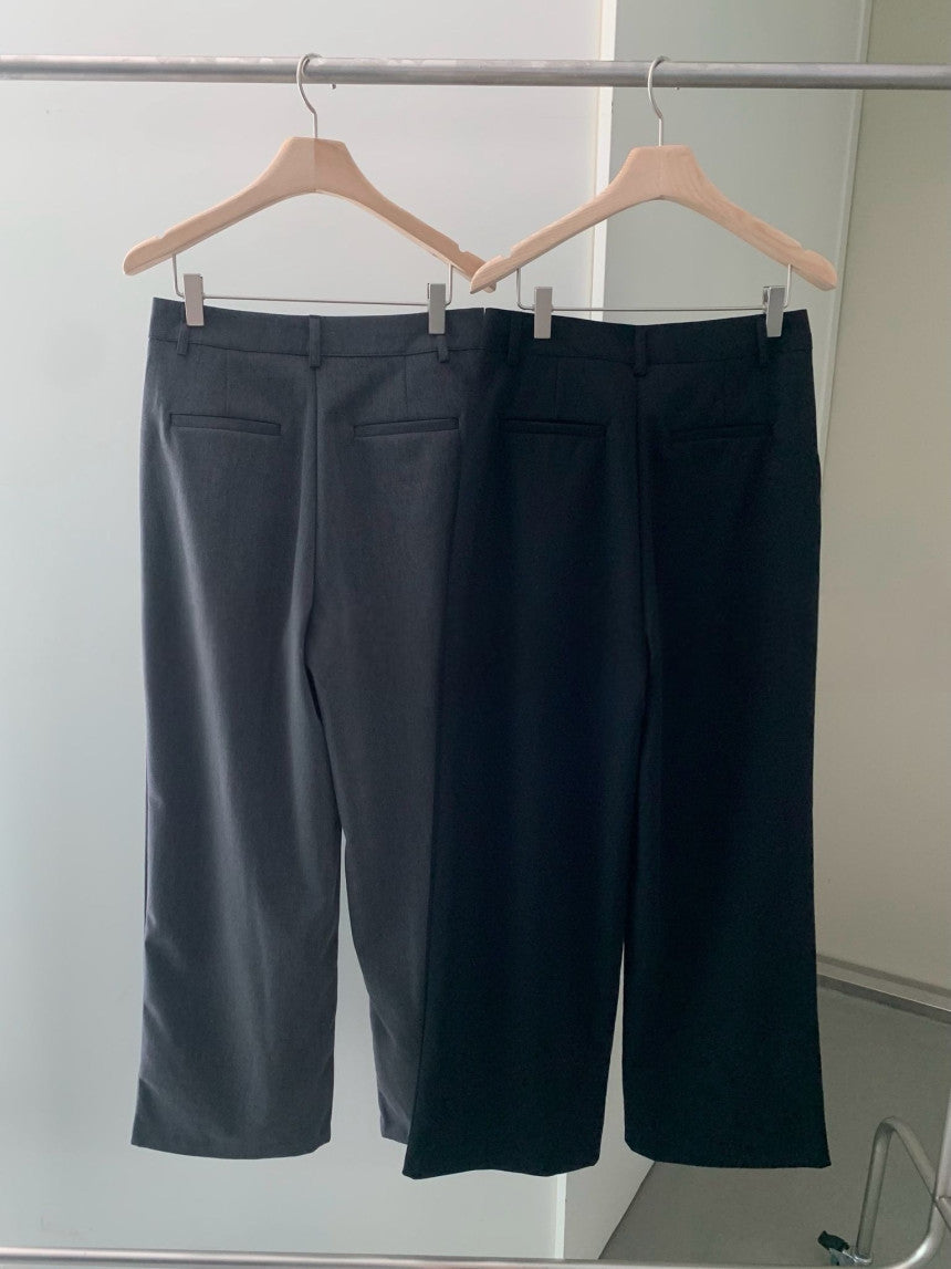 Tei wool semi wide slacks-2col/ショート丈あり