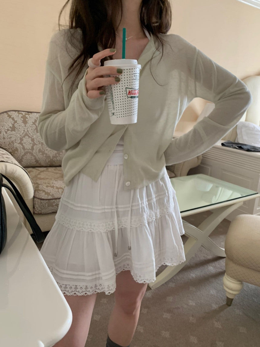 linen round cardigan-5col