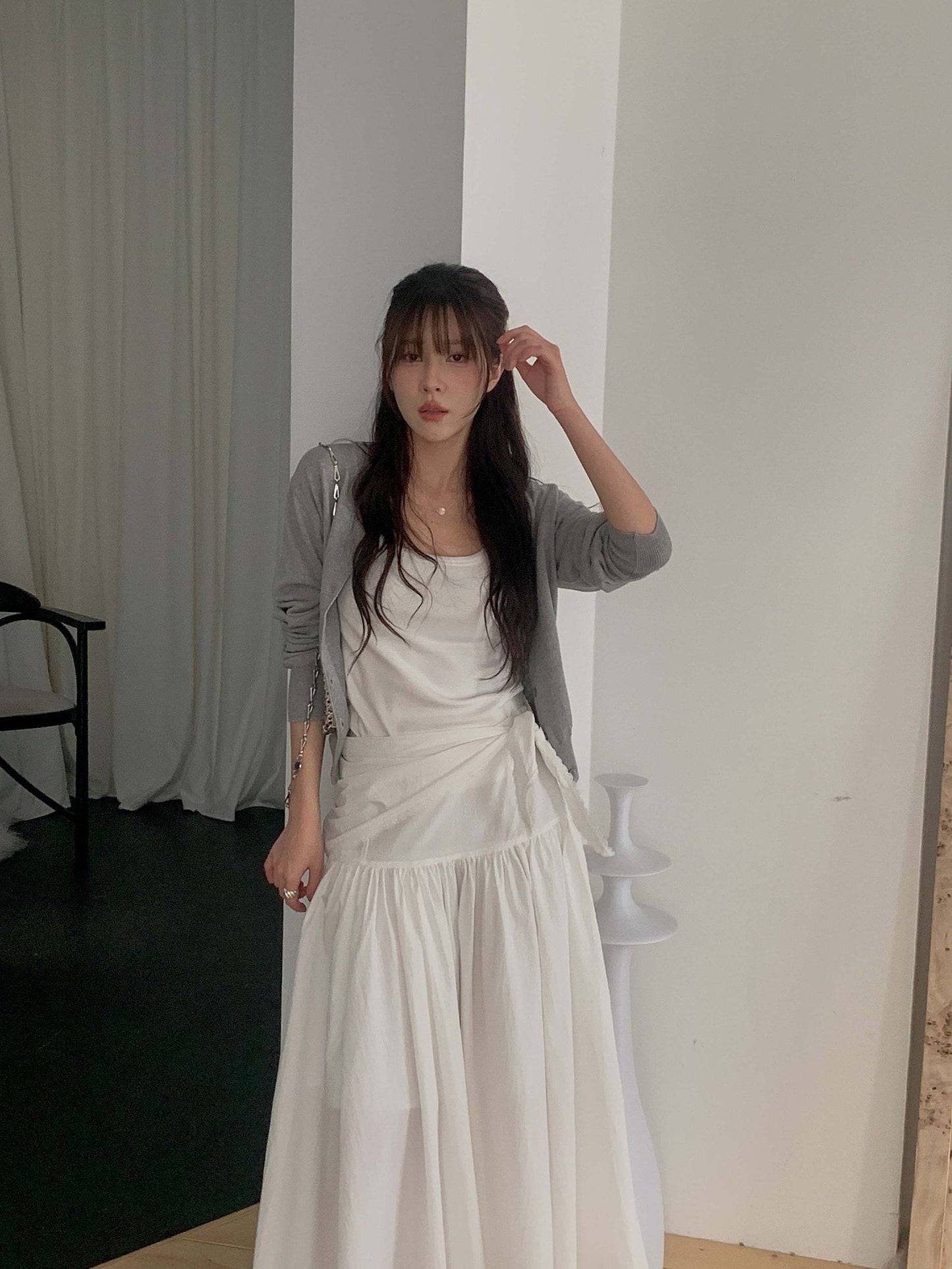 angle scarf&skirt set-2col