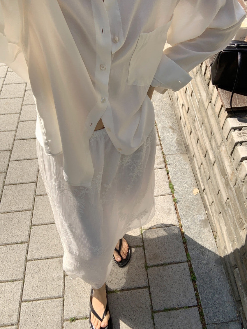liter ria embroidered chiffon skirt