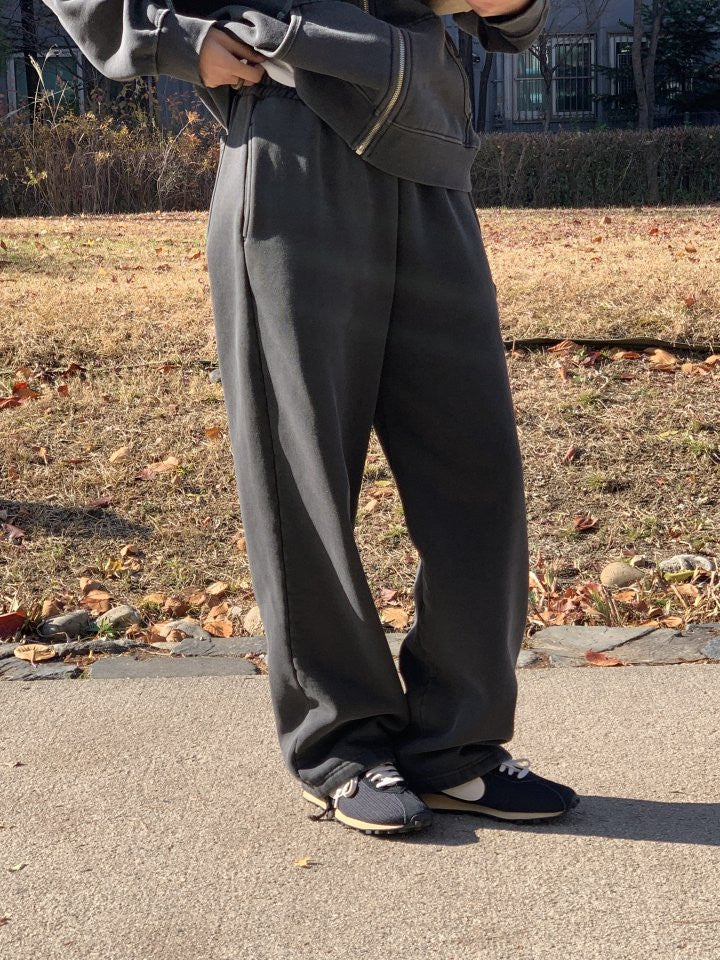 pigment fleece dying hood zip up&pants