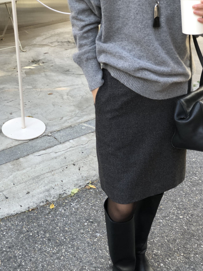 Luze wool midi skirt-2col