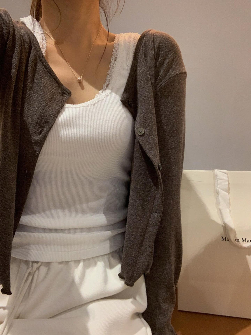 liter moss wool frill cardigan-3col