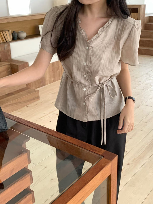 summer ove frill blouse-3col