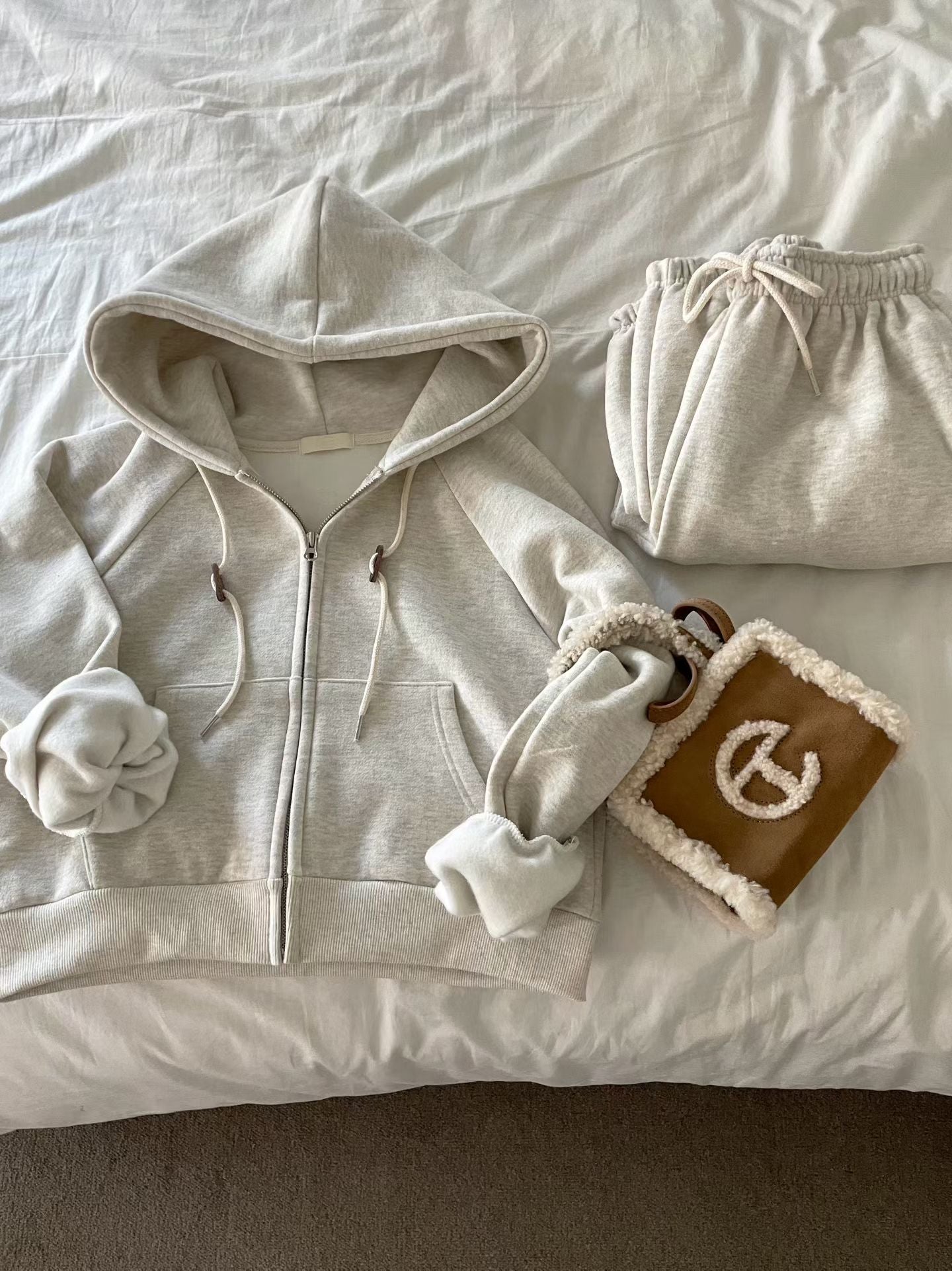 slow gimo joggerpants&hood zip up-4col