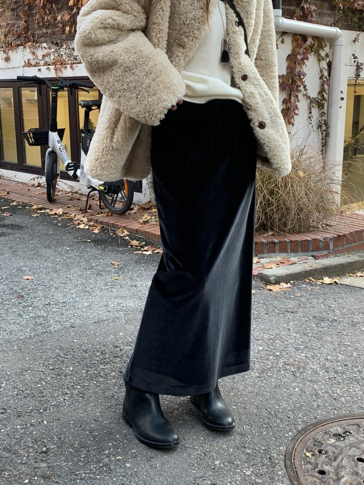 Viola string velvet h-line skirt