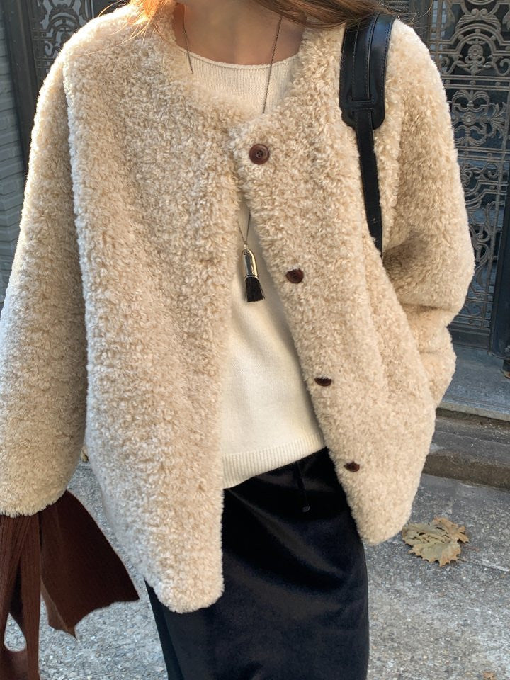 Lozan round neck fur jacket