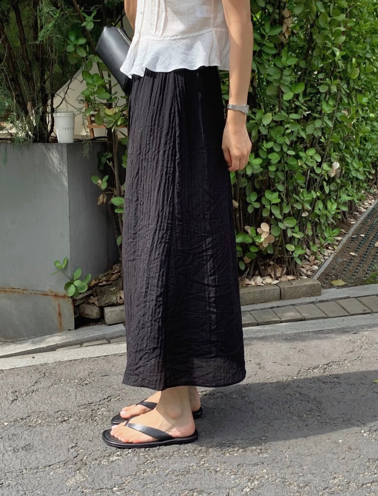 liter pomy shiny wrinkle skirt-2col