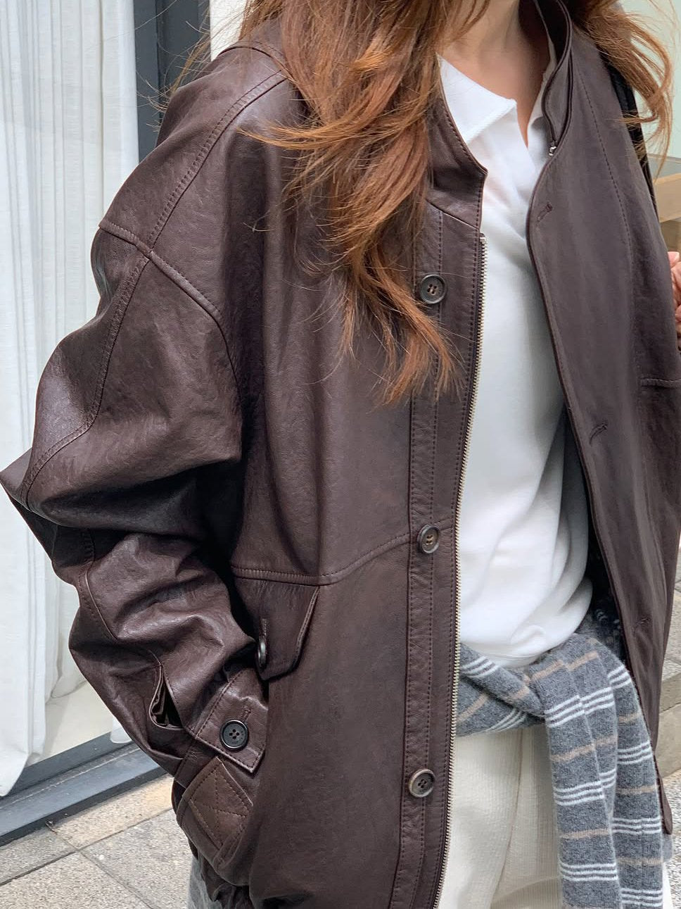 Hale lambskin leather blouson-2col