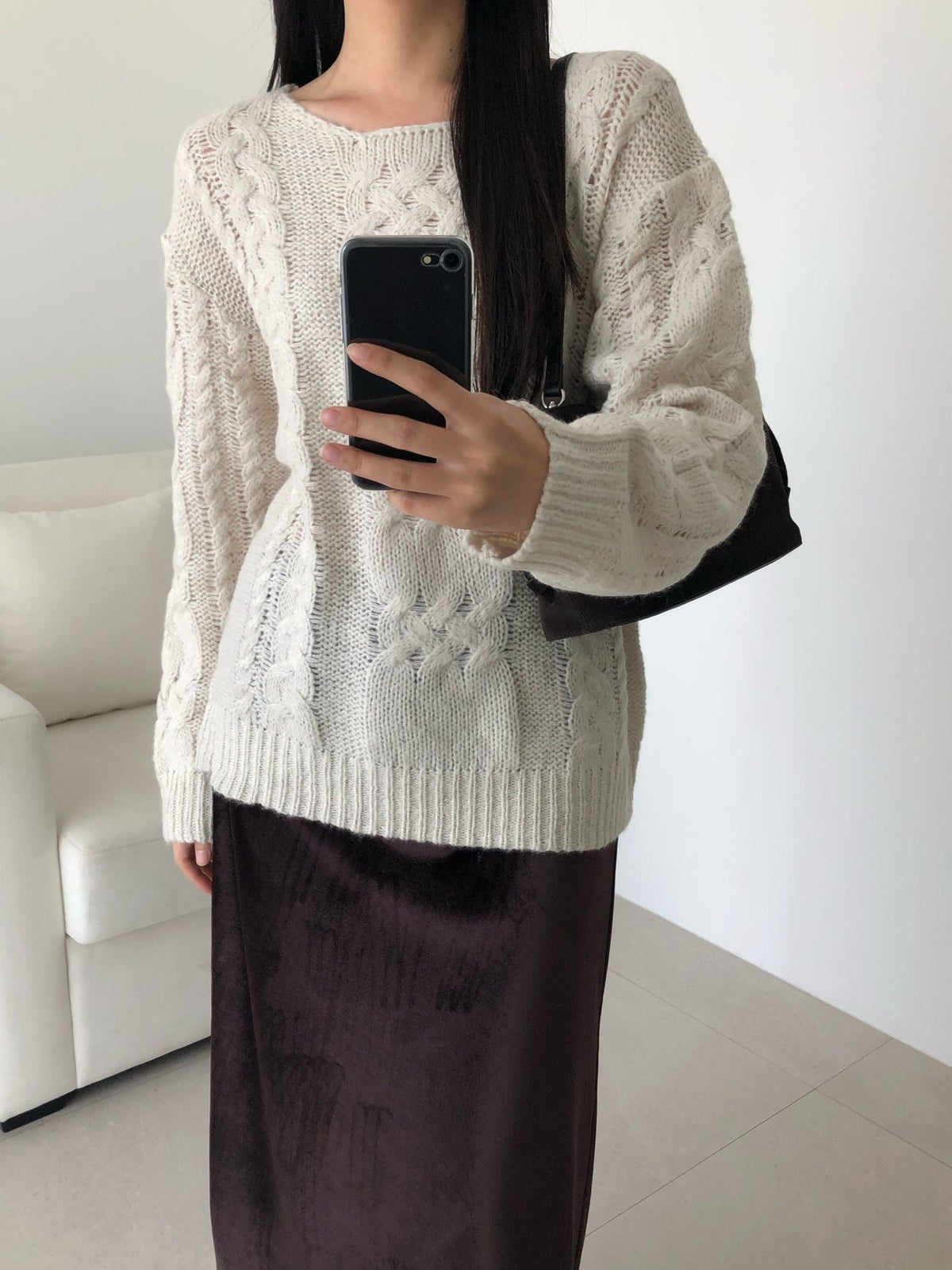 mohair cable knit-2col