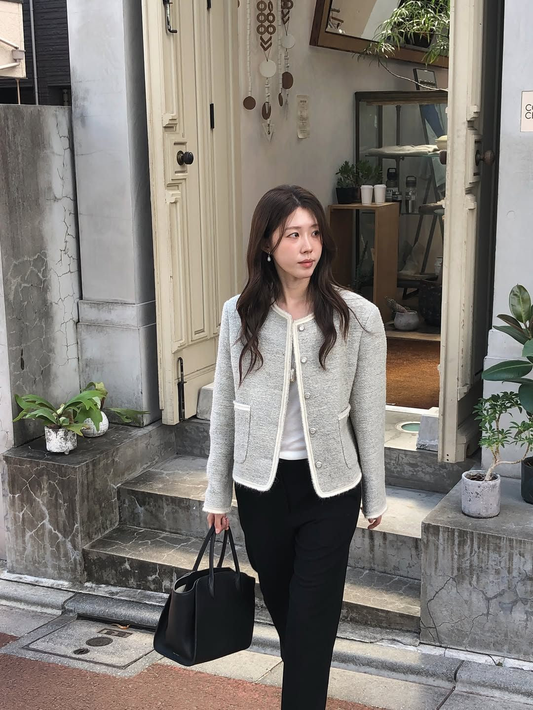 rowen contrast tweed jacket