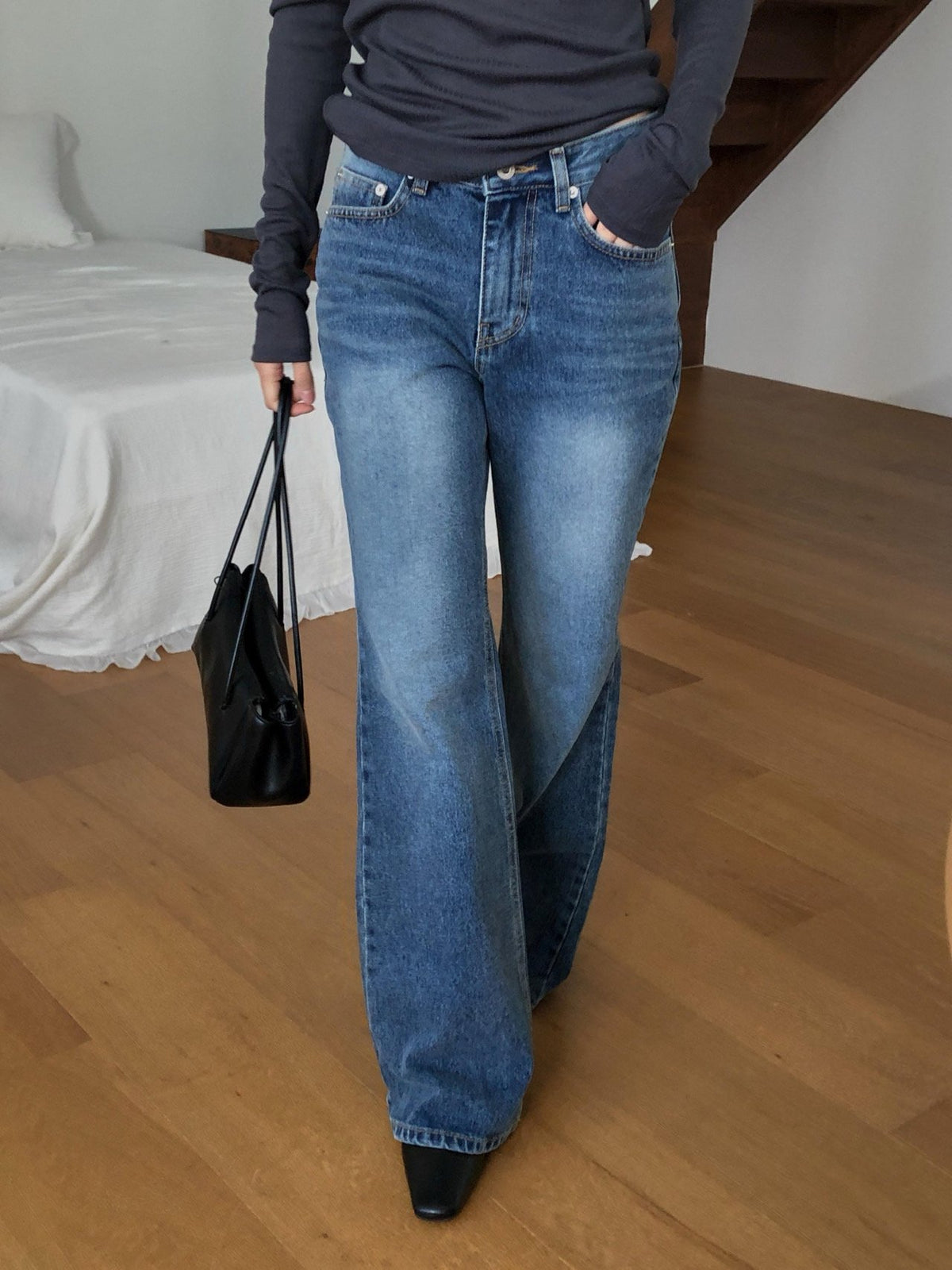 rise bootcut denim