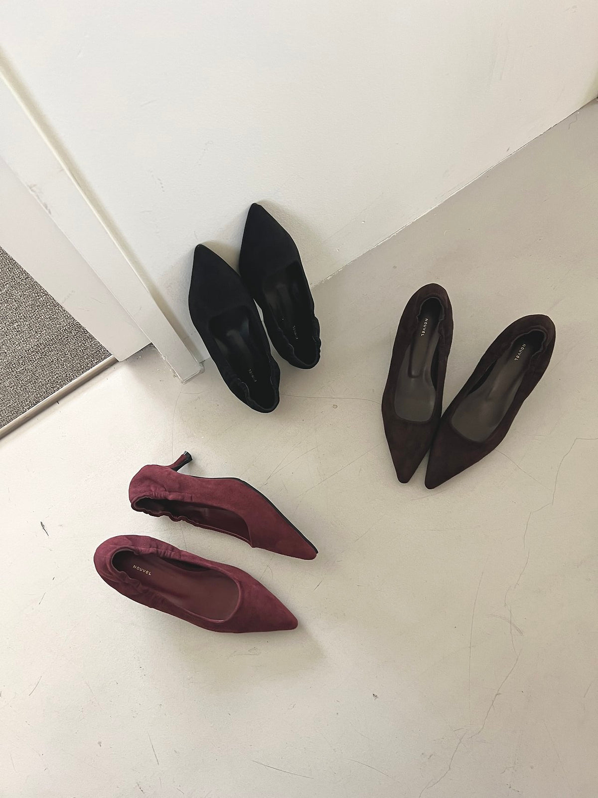 Suede 5cm back-banding high heels-3col