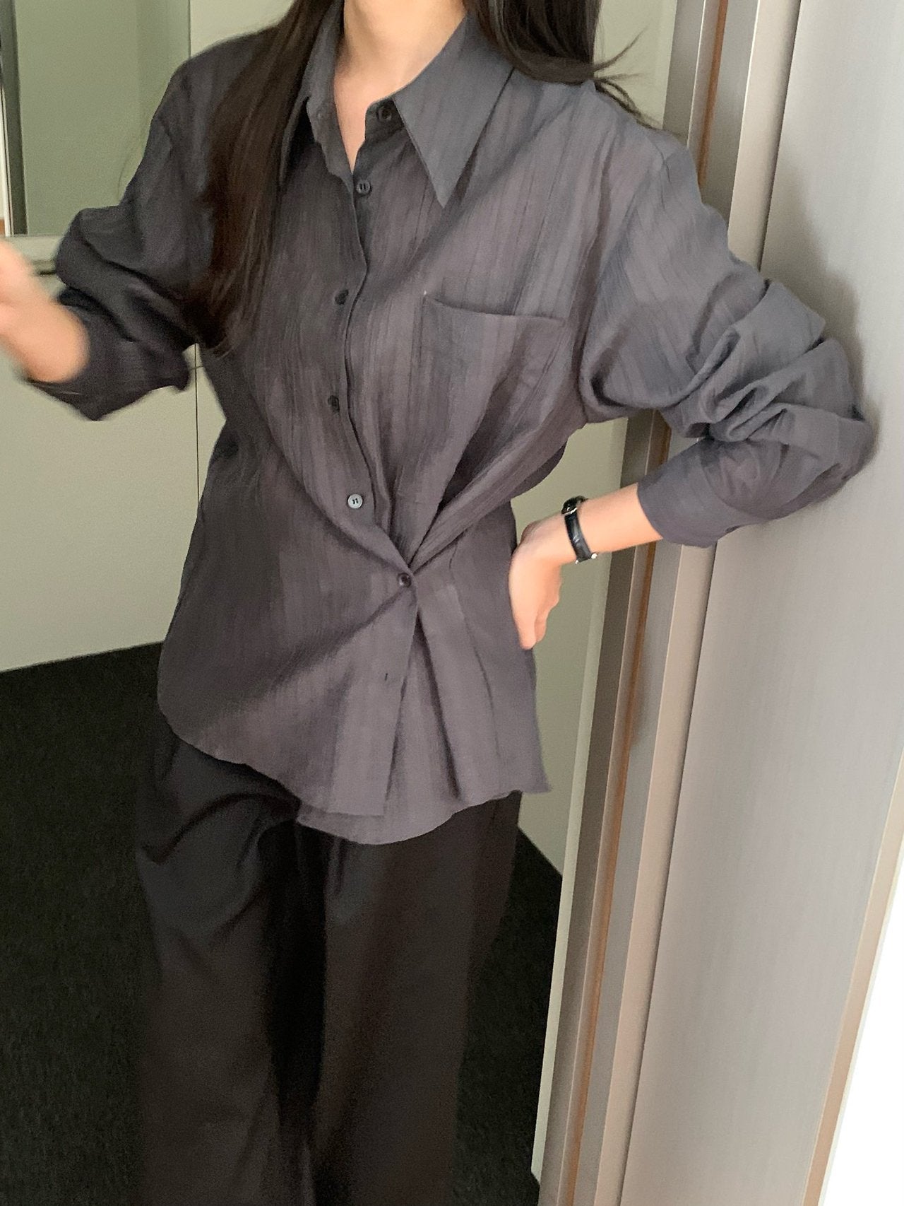 Monel button shirt-2col