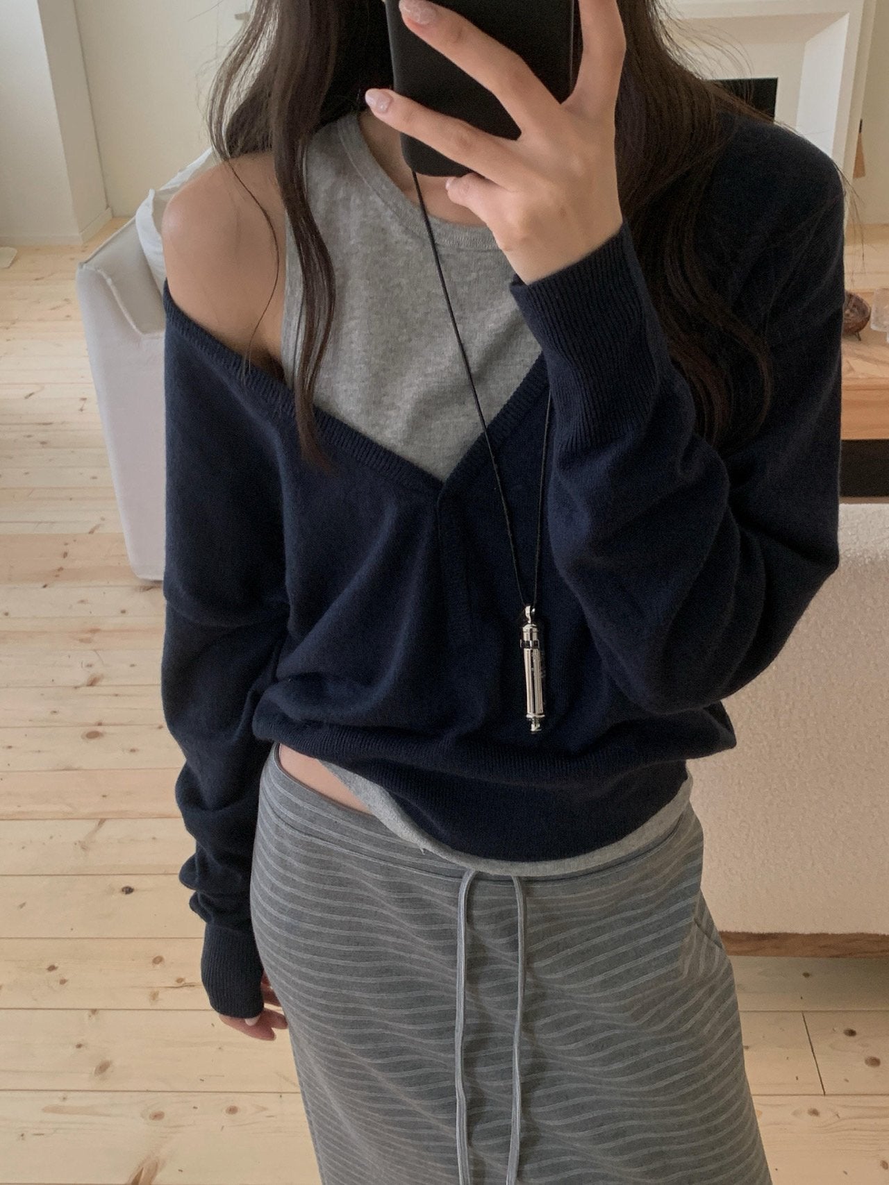 low neck knit-3col