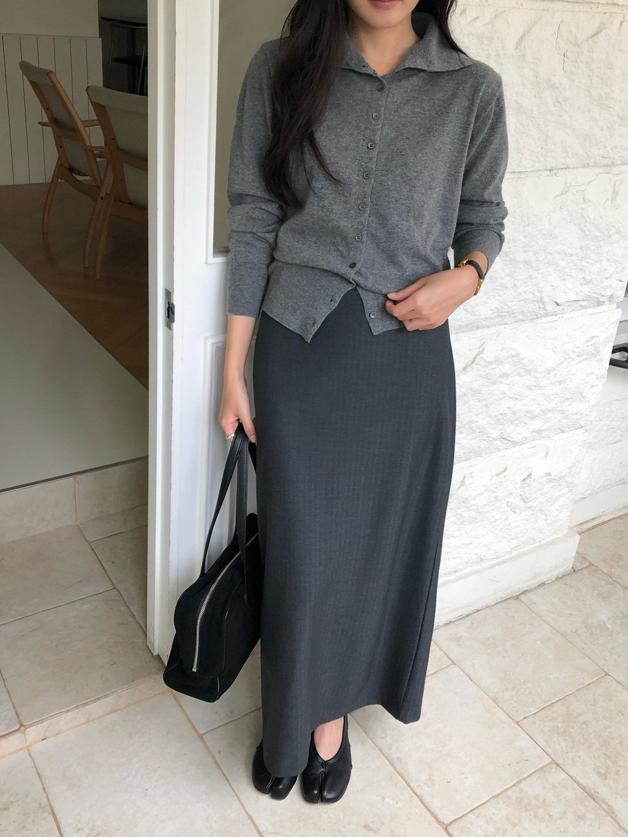 High-neck cash cardigan-3col