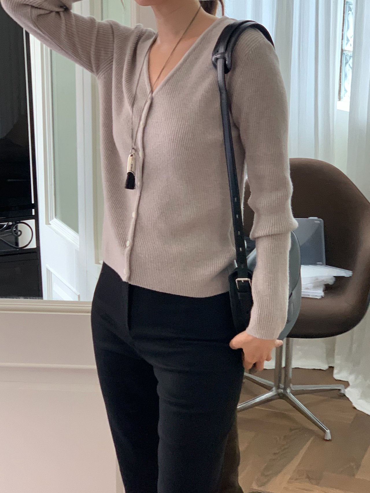 Bella rib V-neck cardigan-3col