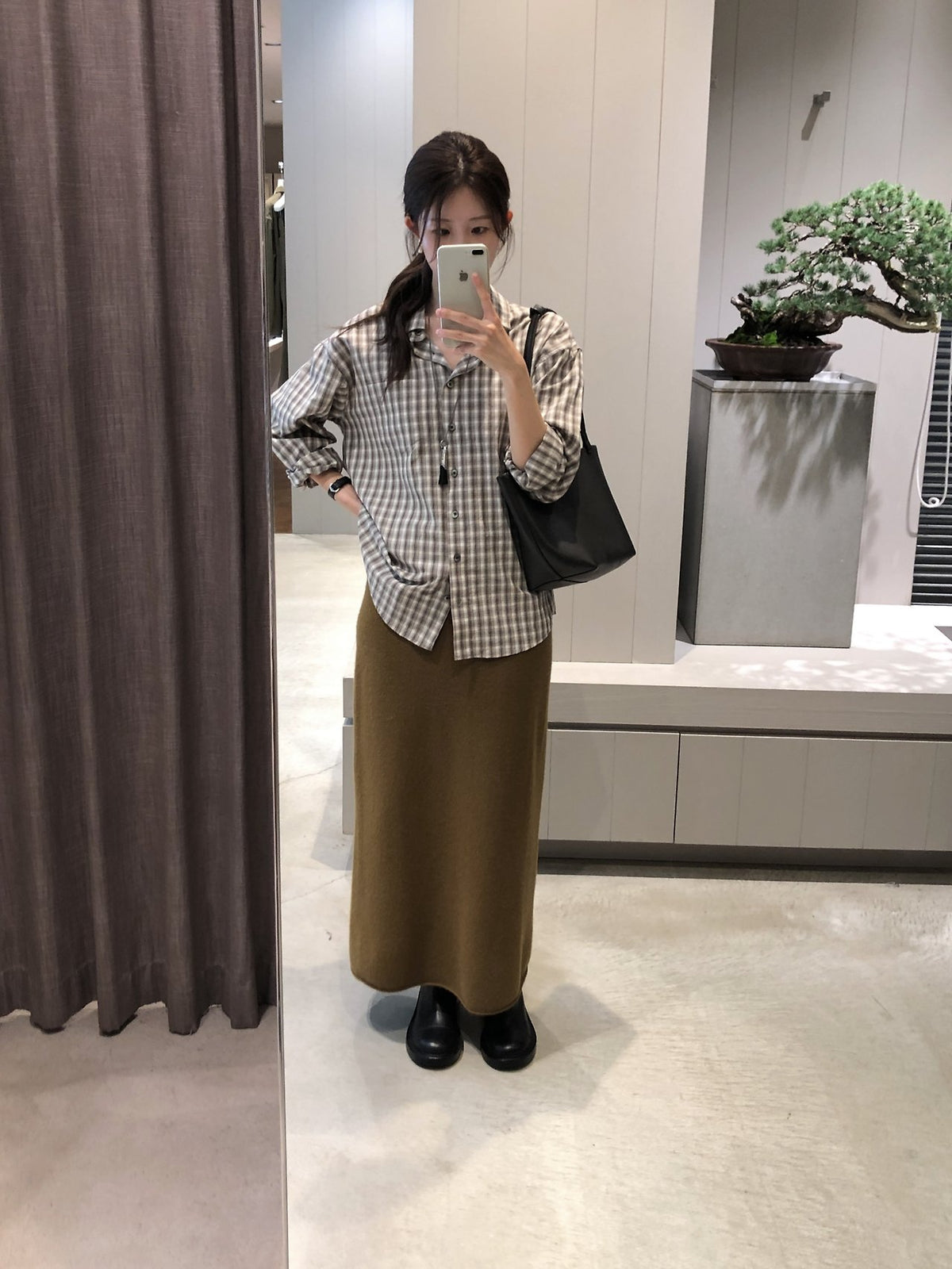 amel wholegarment cashmere long skirt-3col