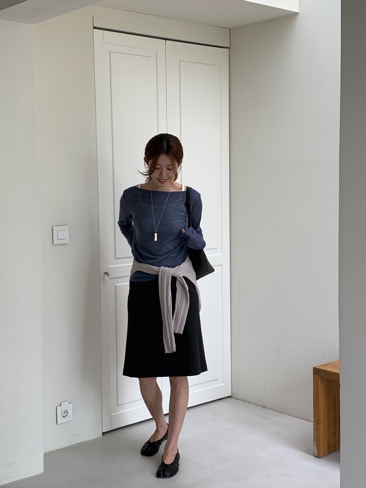Bay wool tencel boat neck T-6col