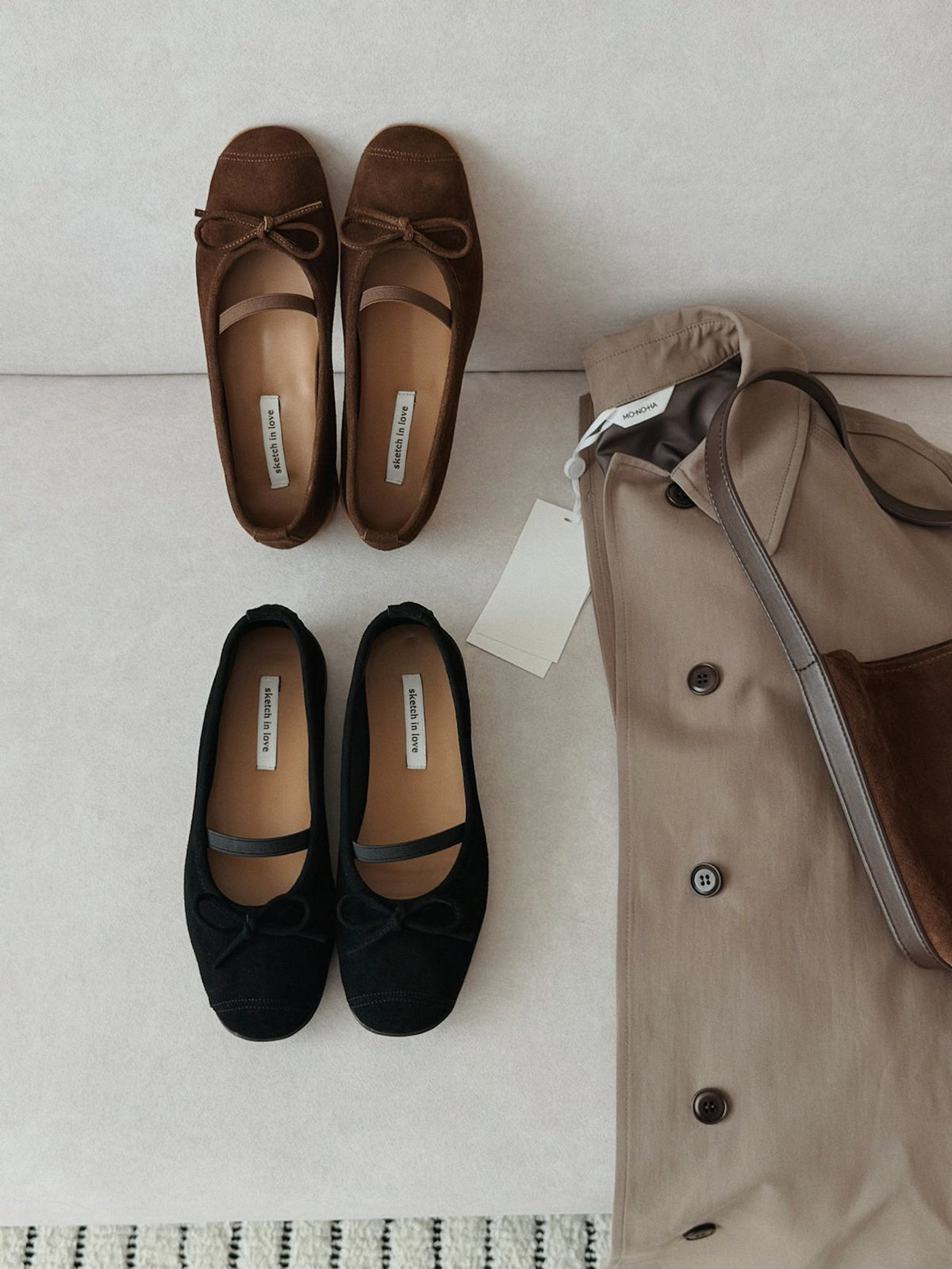 suede comfort ribbon flats-2col