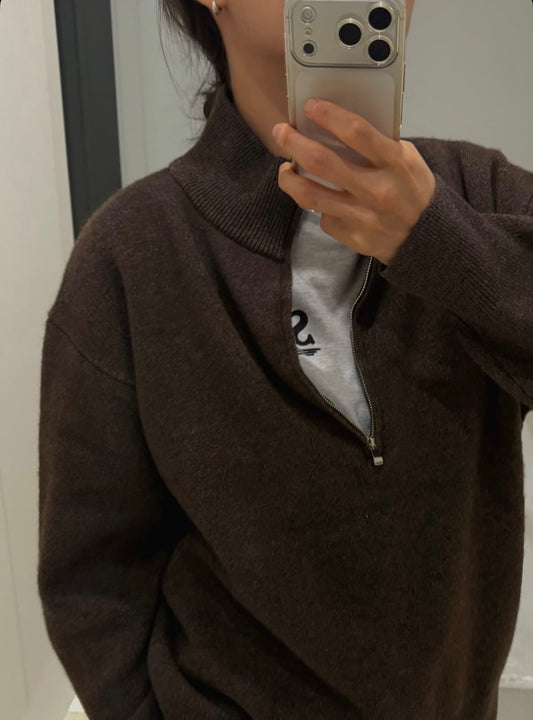 deondo cash double half zip sweater-4col