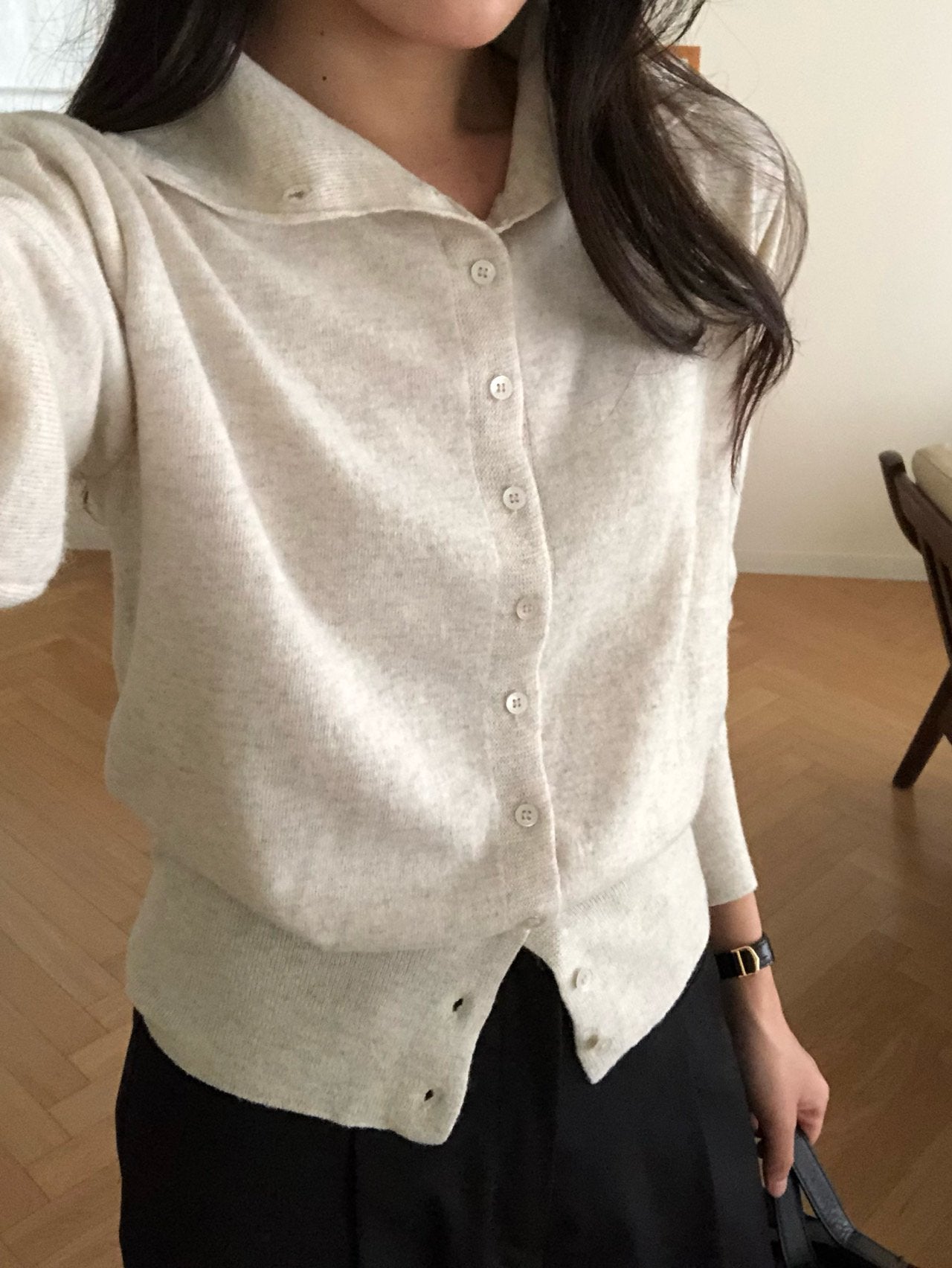 High-neck cash cardigan-3col