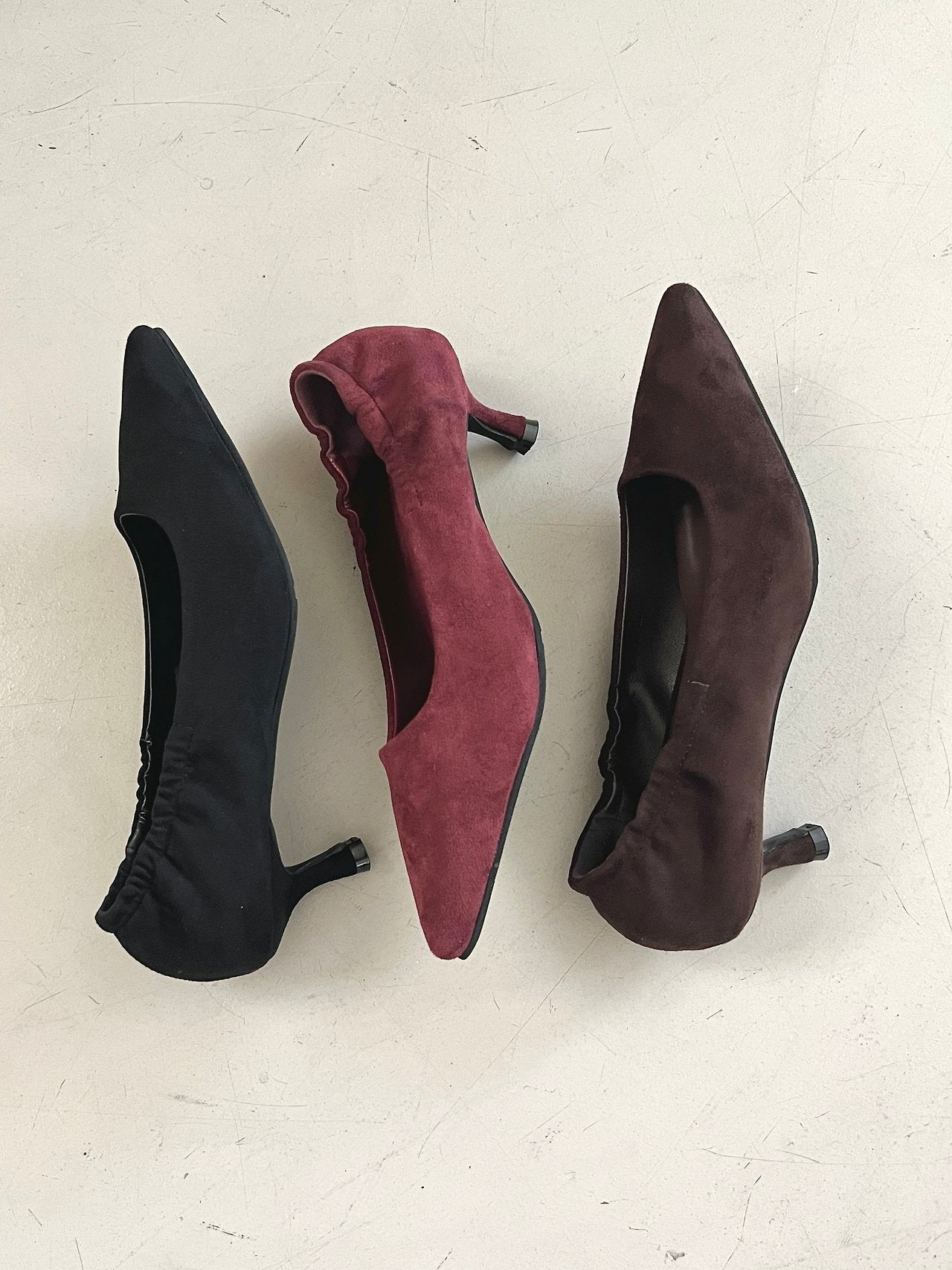 Suede 5cm back-banding high heels
