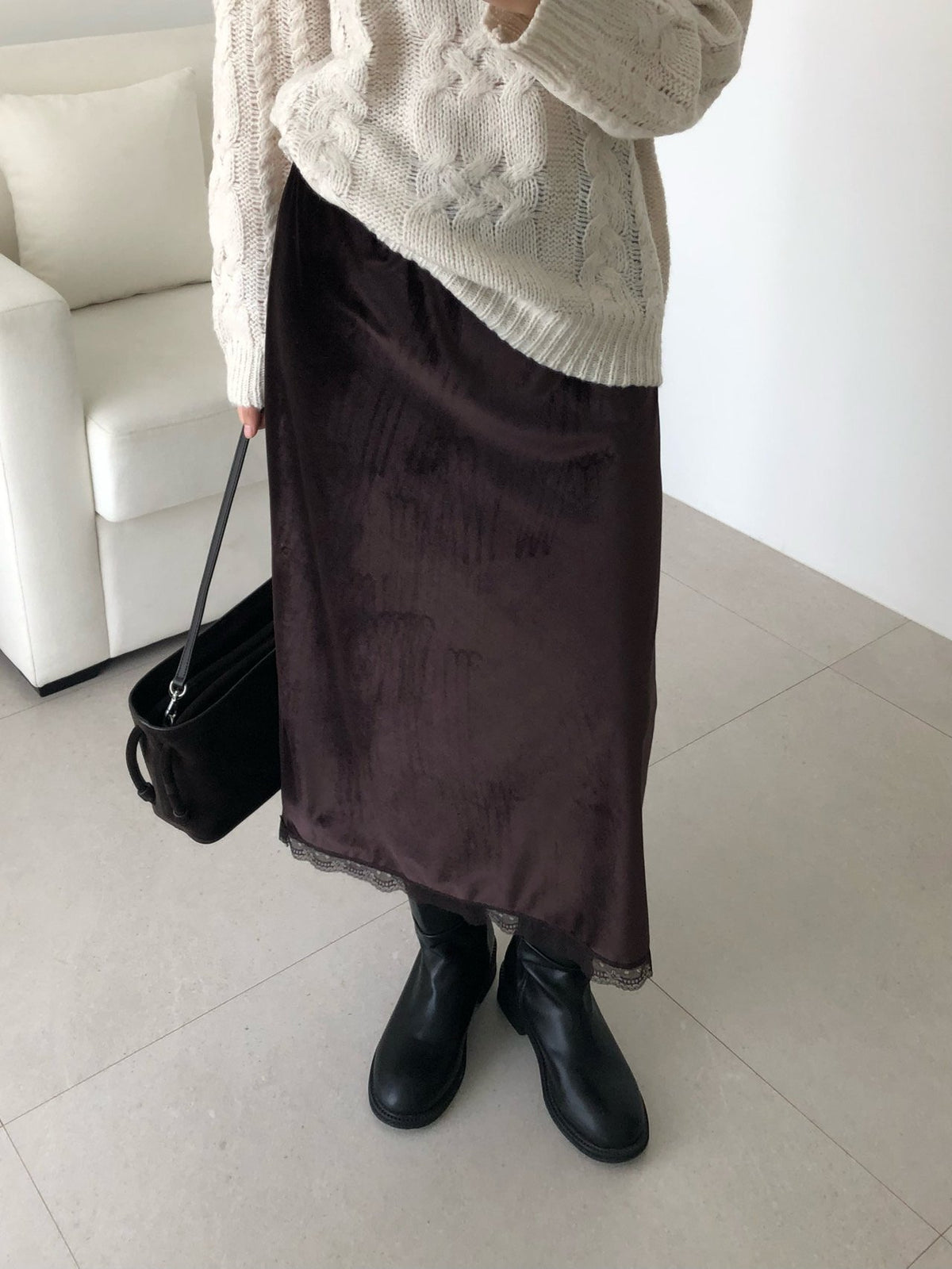 rendy velvet skirt-2col