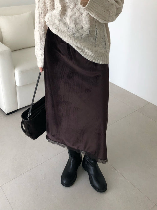 rendy velvet skirt-2col