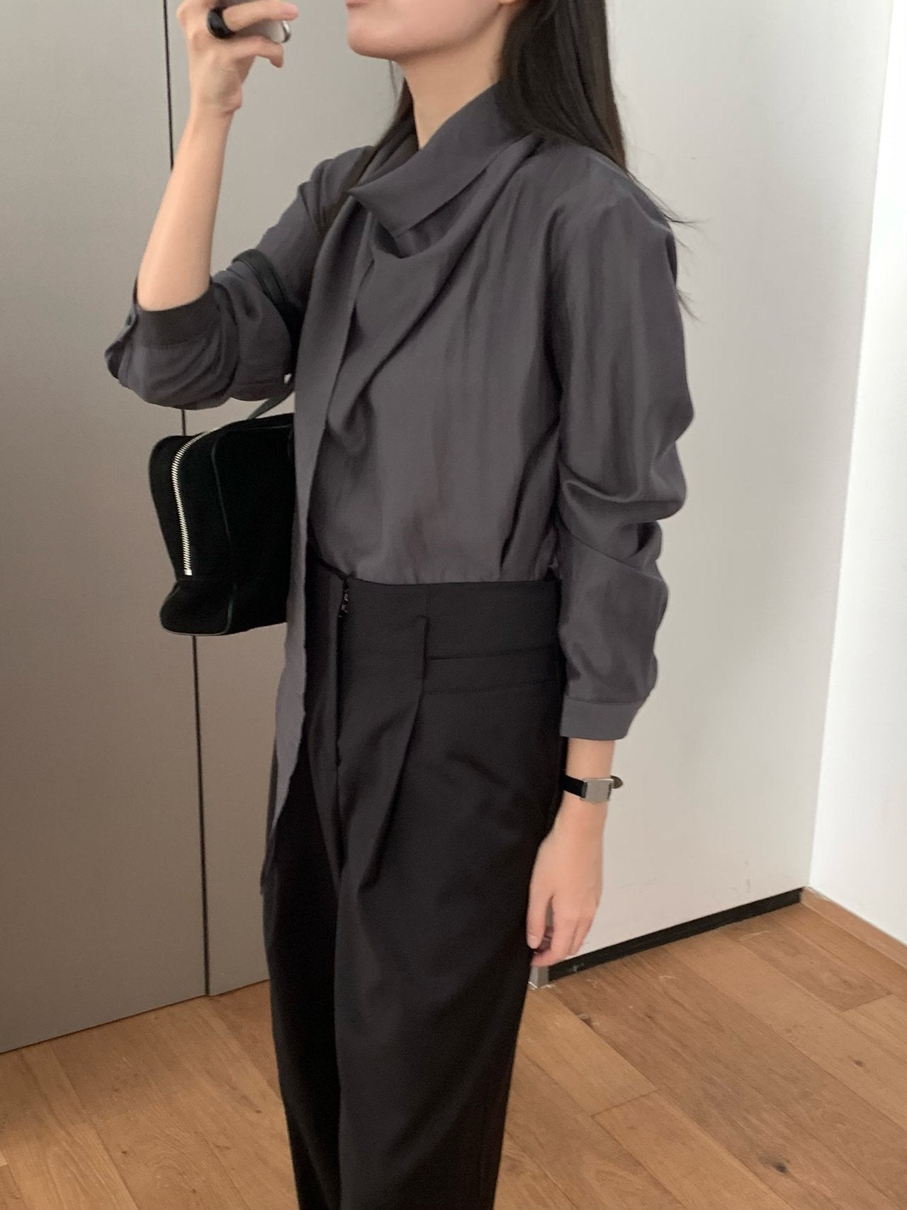 Barrel tie blouse-2col