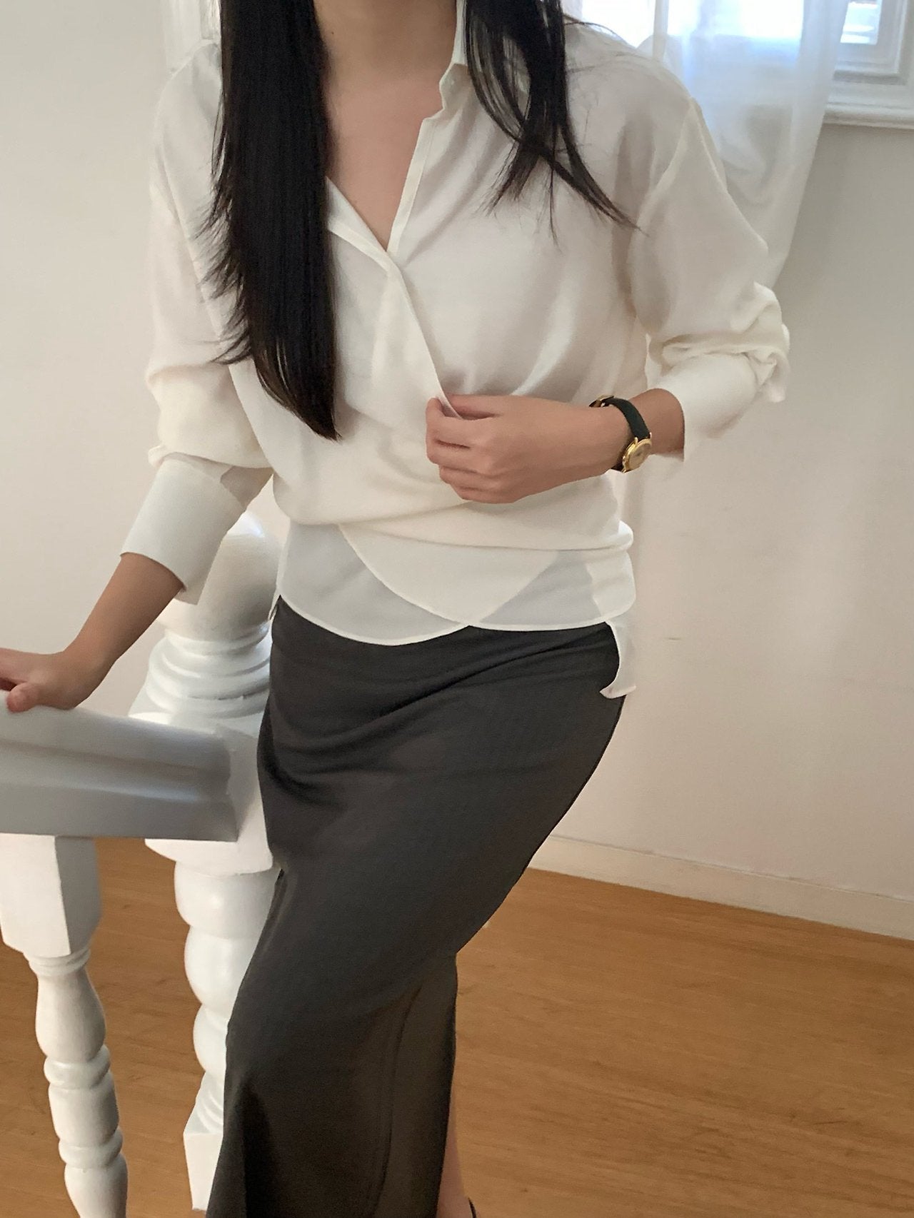 Meli wrap blouse-2col