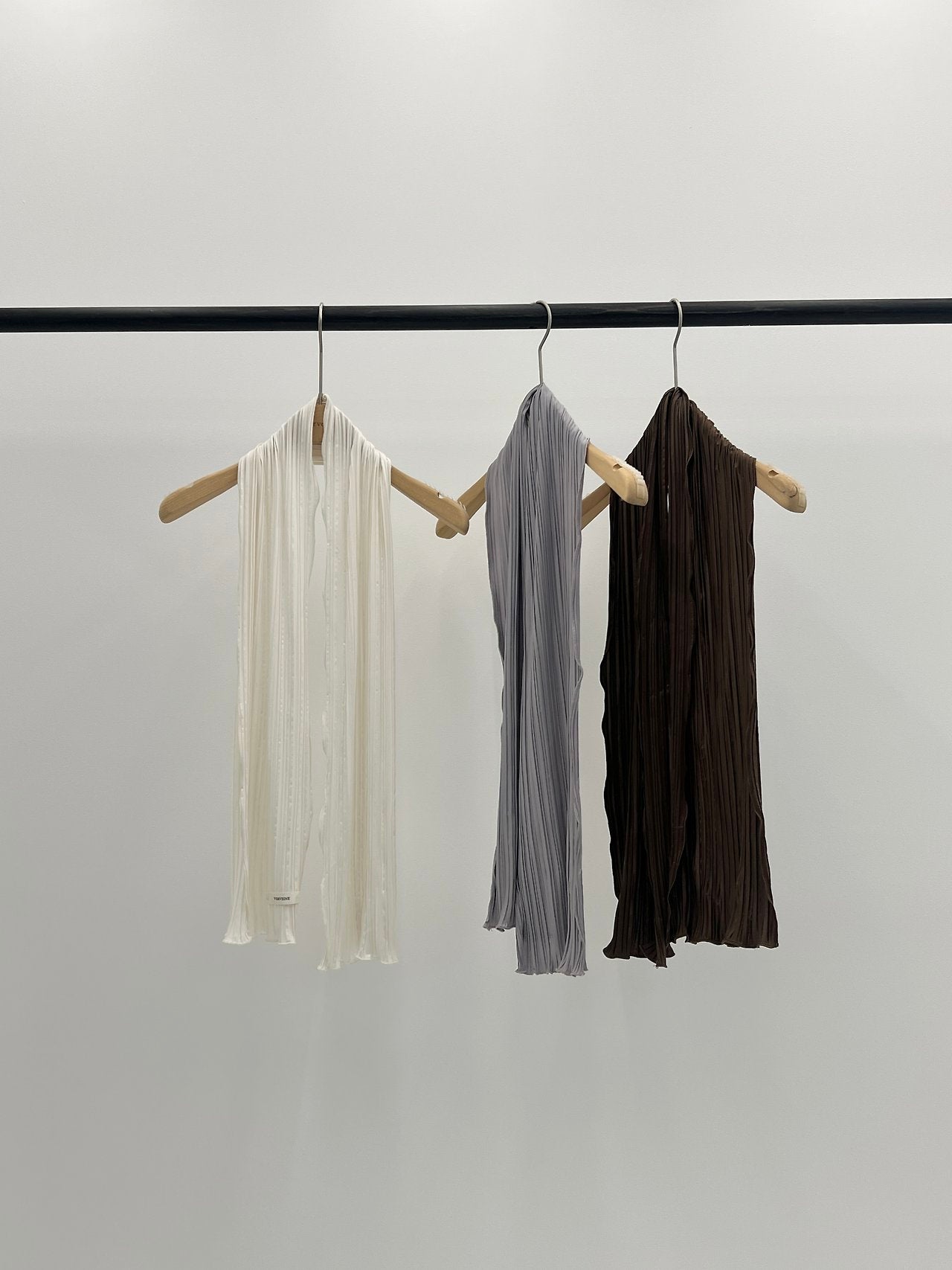 Plisse long scarf-3col