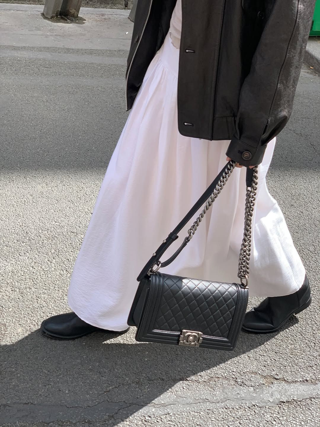 Bern volume shirring long skirt