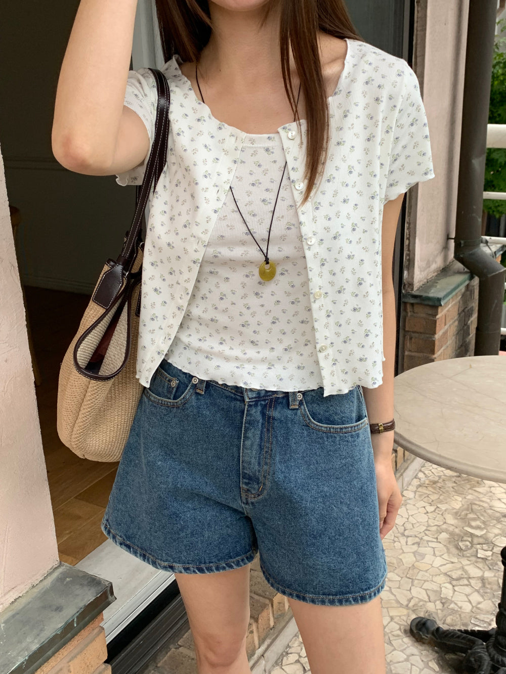like sleeveless&cardigan set-2col