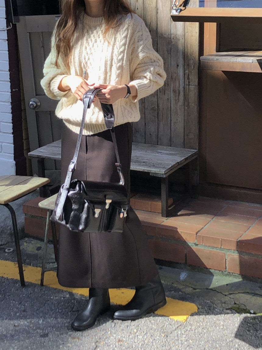 French alpaca cable round knit-3col