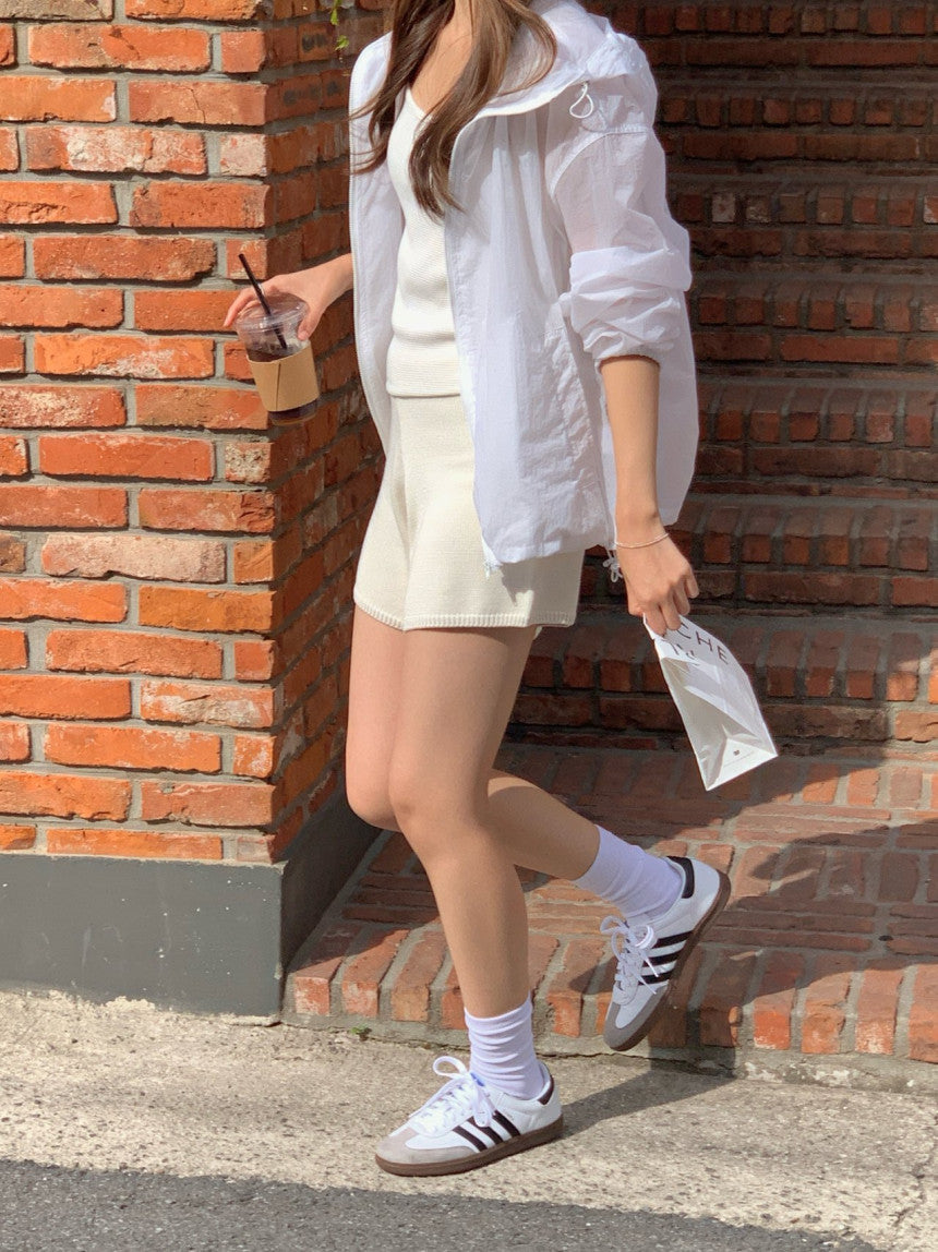 Want bamboo knit half pants-2col