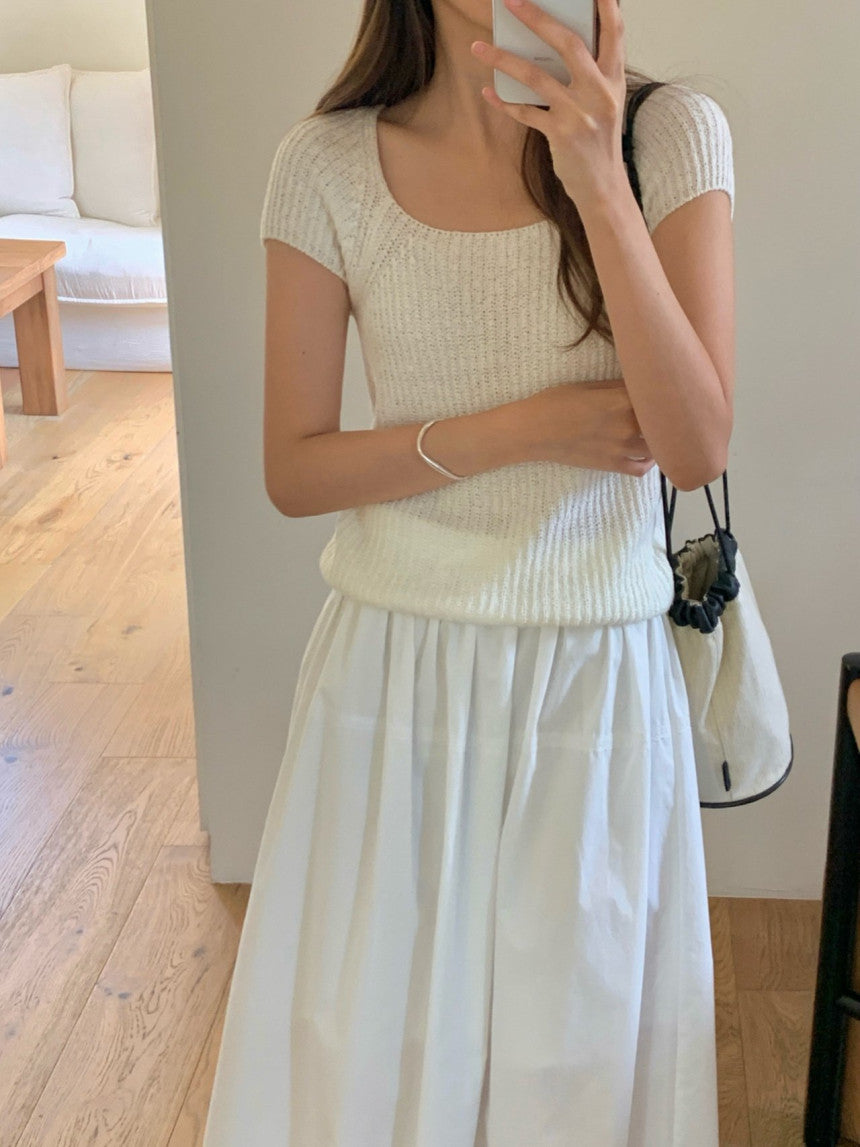 Loe square neck drop shoulder knit-2col