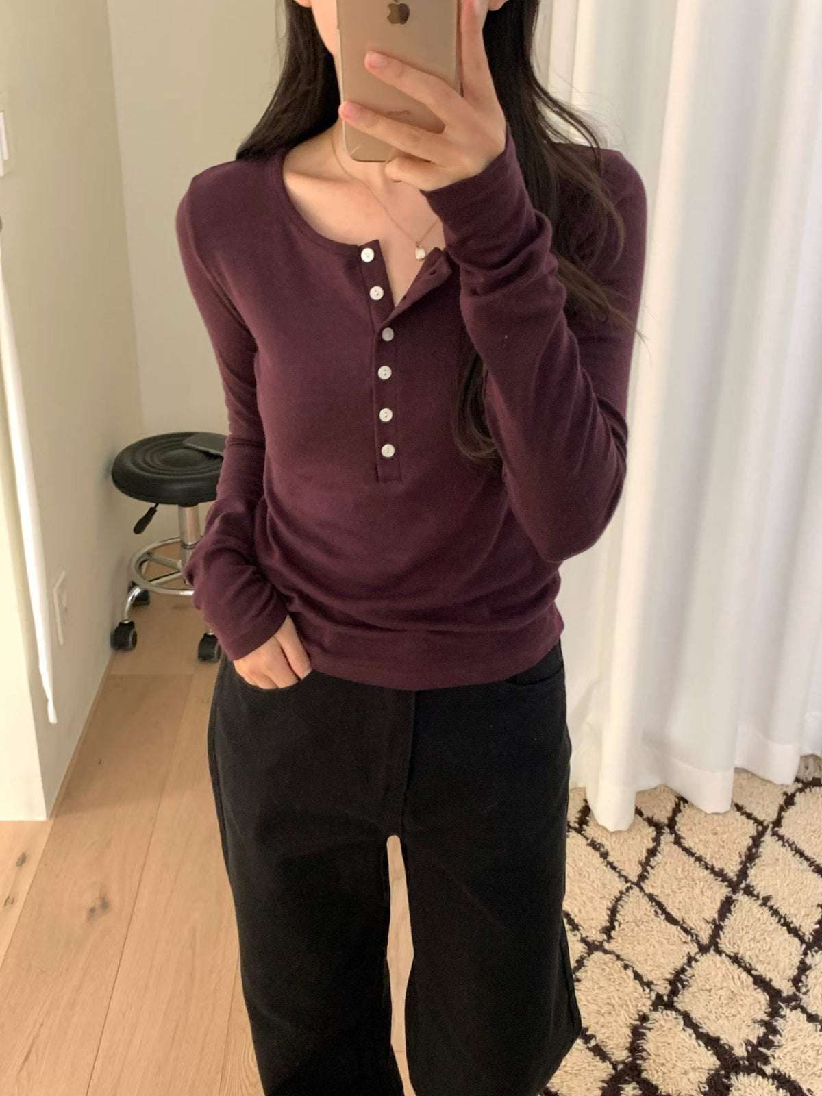 Plum long T-4col