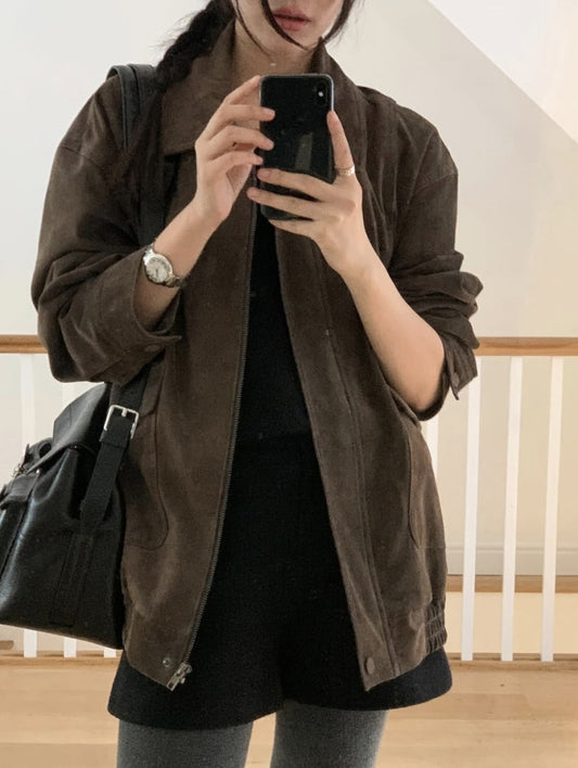 Rustic suede jacket-2col