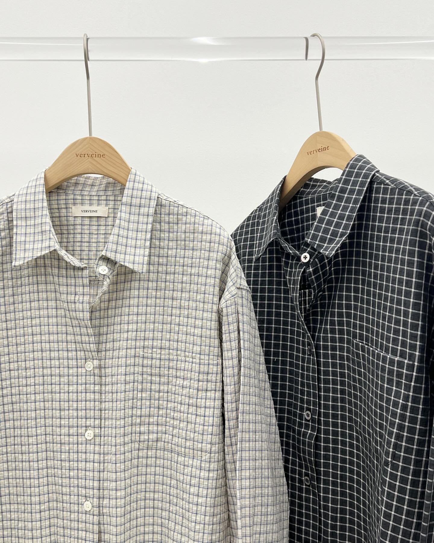 Oxford cotton check shirt-2col