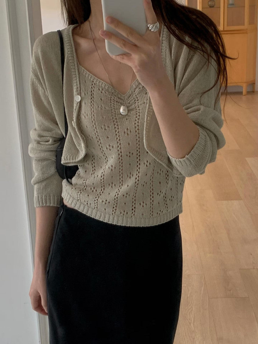Nud cardigan&sleeveless-4col