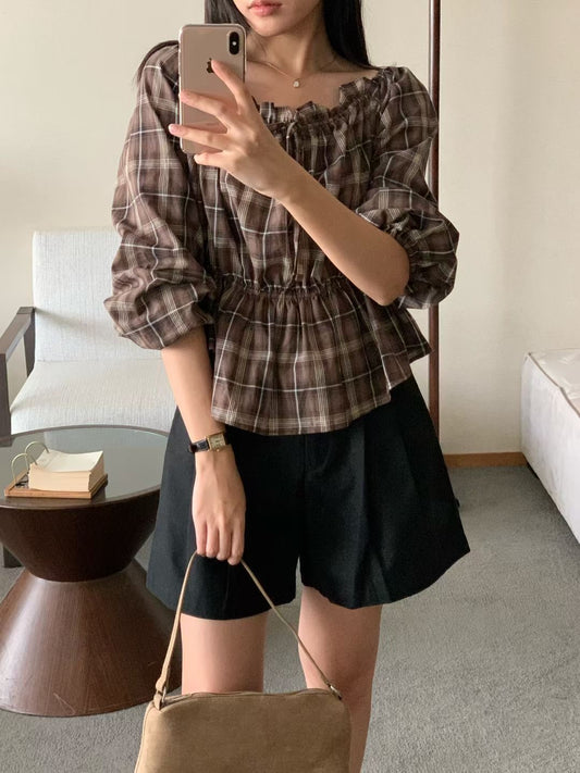 Michelle check blouse-2col