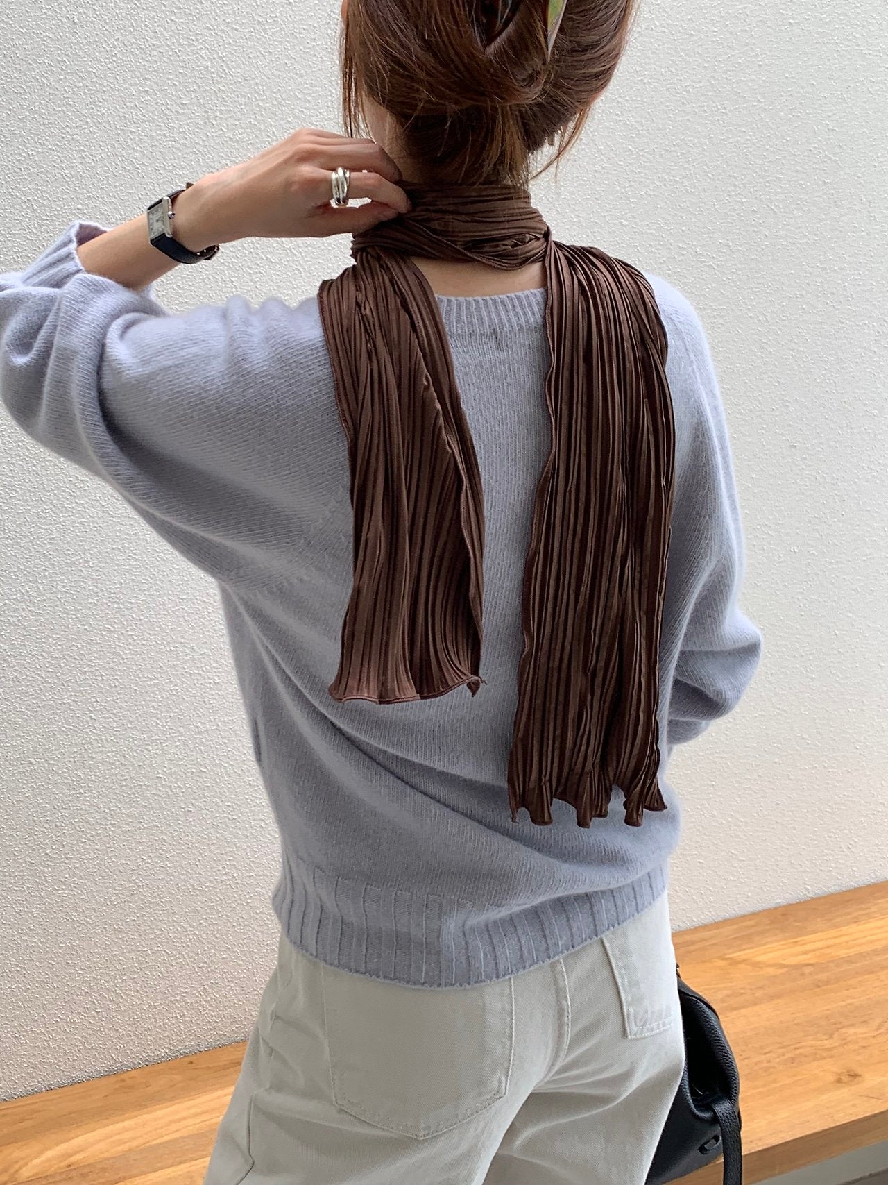 Plisse long scarf-3col