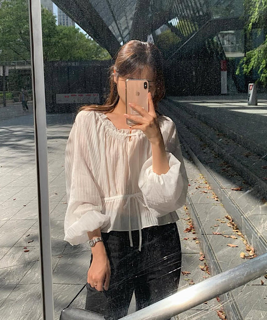 liter beauty chiffon smok blouse-2col
