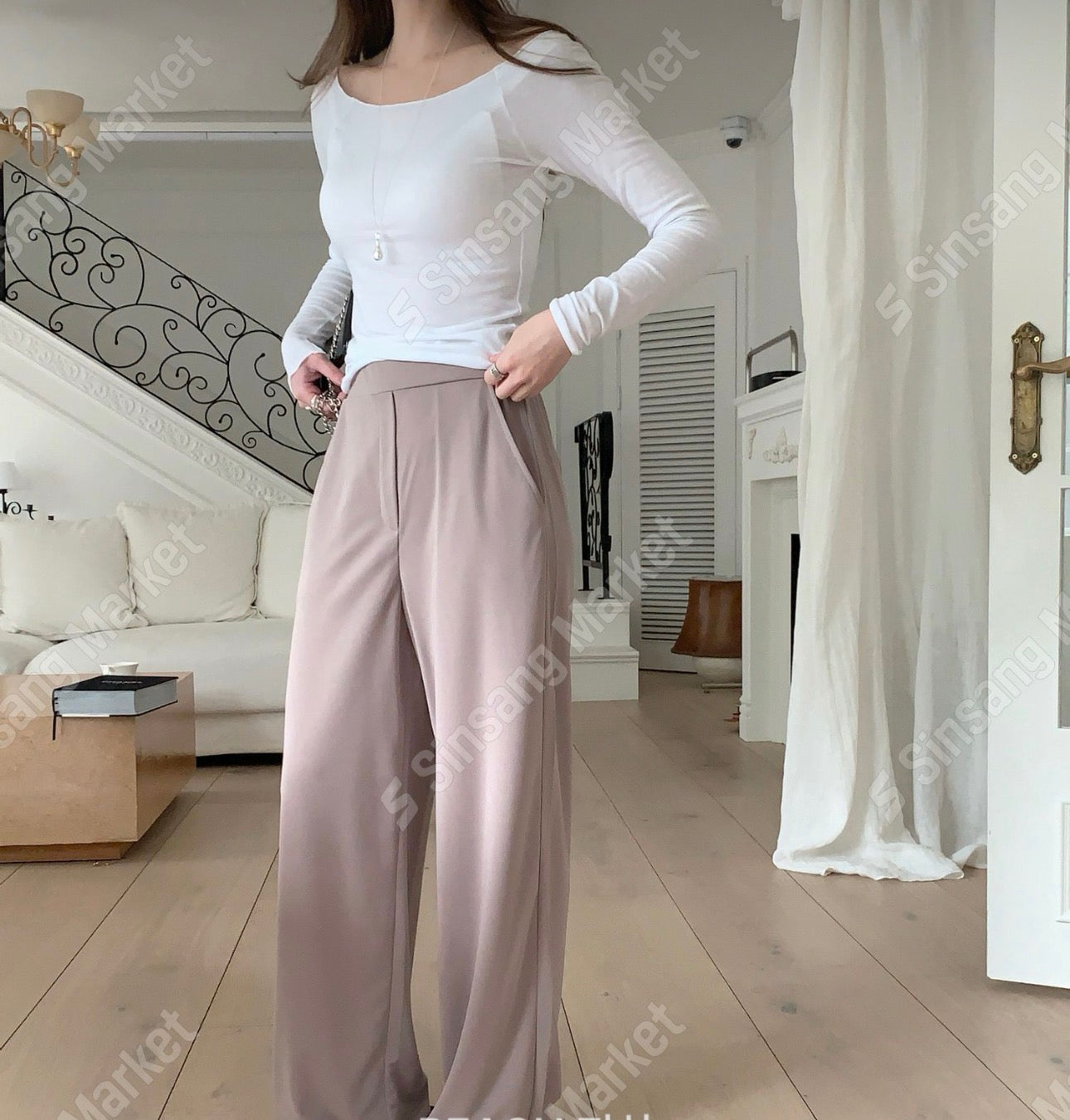 Hidden wide slacks-2col/ショート丈あり